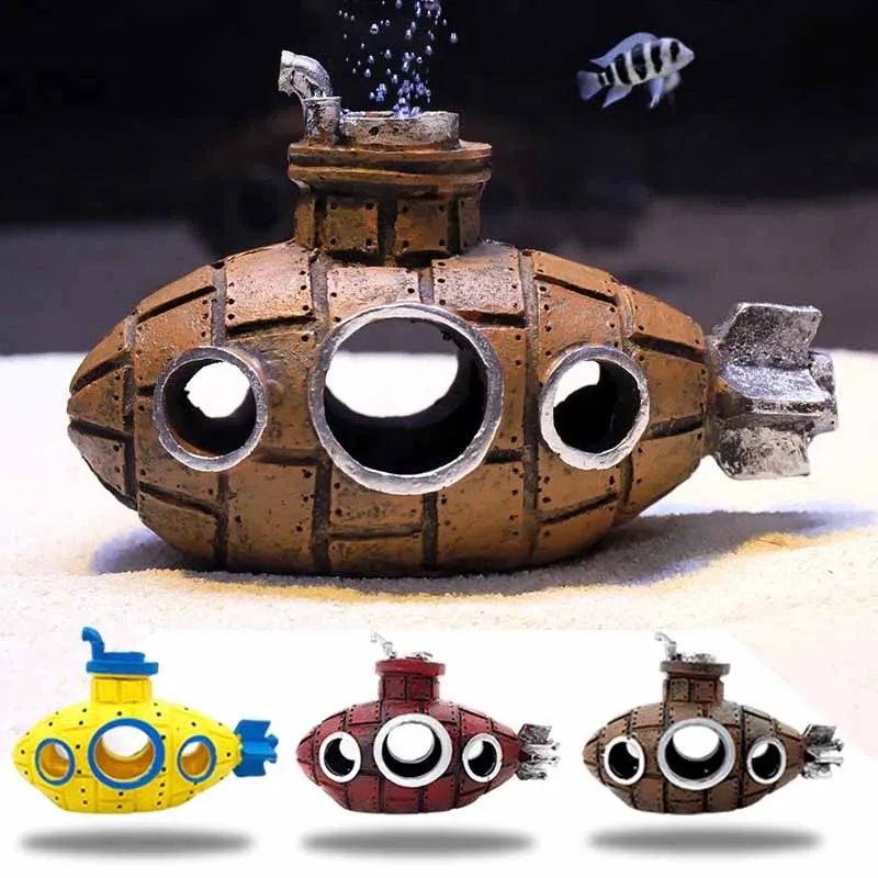Marine Aquarium All In One - Resin Submarine Ornaments Aquarium Fish Tank