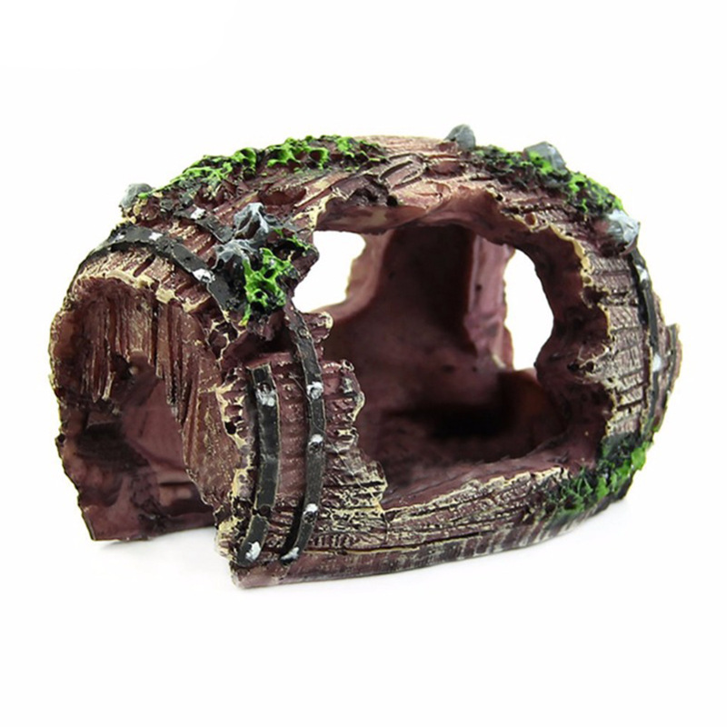 Marine Aquarium All In One - Aquarium Artificial Barrel Cave Resin Ornaments