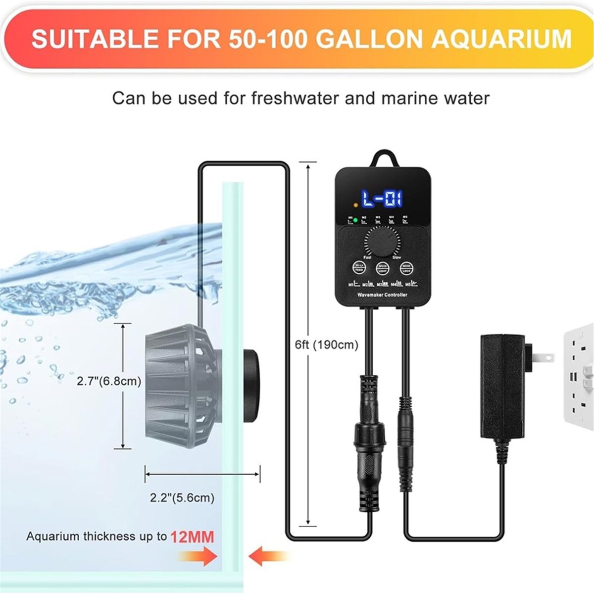 A983K 2100GPH Aquarium Wave Ma - Powerhead Wave Maker 评论和价格