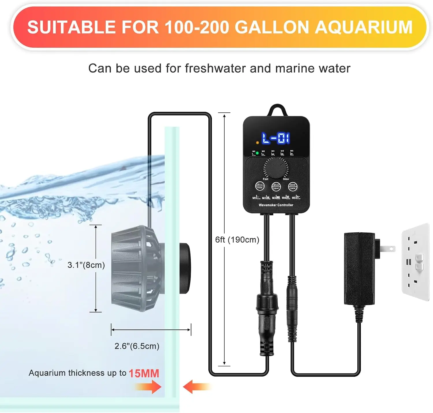 3400GPH Aquarium Wave Maker DC - Powerhead Wave Maker 评论和价格